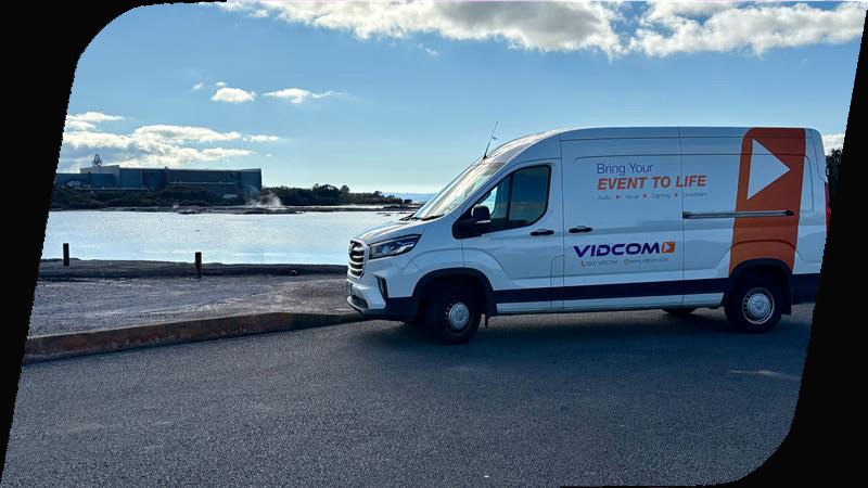 Vidcom van by lake